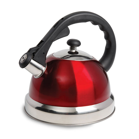 Mr Coffee Mr Coffee Claredale 2.2 Quart Stainless Steel Whistling Tea Kettle in Red with Nylon Handle