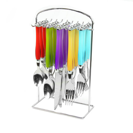 GIBSON HOME Gibson Home Santoro 20-Piece Stainless Steel Flatware Set with Hanging Rack inAssorted Colors