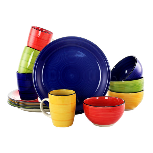 GIBSON Gibson Home Color Vibes 12 Piece Handpainted Stoneware Dinnerware Set