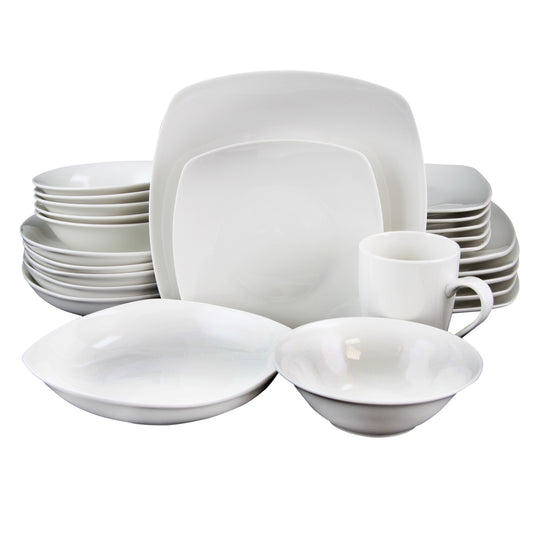 GIBSON HOME Gibson Home Hagen Square Dinnerware Set in White, Set of 30