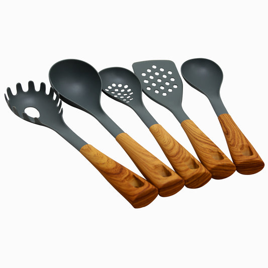 OSTER Oster Everwood Kitchen Nylon Tools Set with Wood Inspired Handles, Set of 5