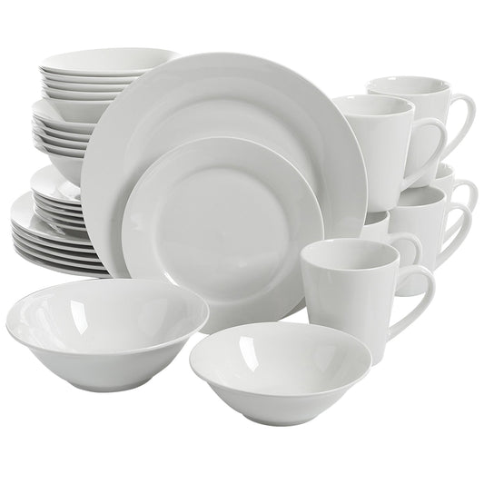 GIBSON HOME Gibson Home Noble Court 30 Piece Ceramic Dinnerware Set in White