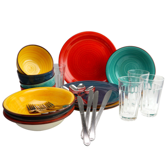 Gibson Home Gibson Color Speckle 28 Piece Mix and Match Dinnerware Combo Set