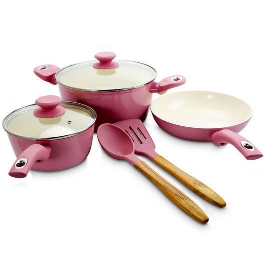 Gibson Home Gibson Home Plaza Caf&eacute; 7 Piece Aluminum Nonstick Cookware Set in Lavender