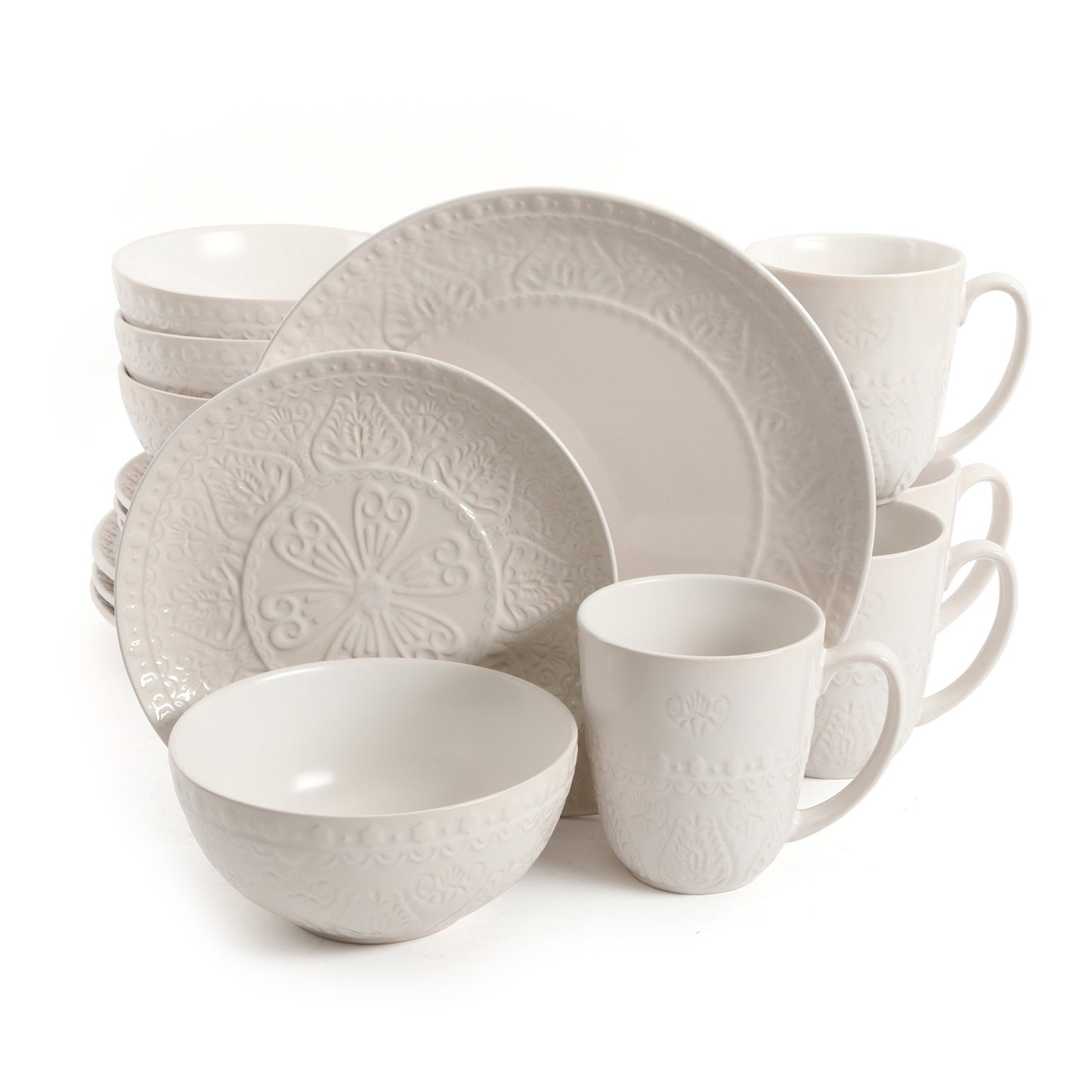 Gibson Elite Gibson Elite Milanto 16 Piece Stoneware Dinnerware Set in Cream, Service for 4