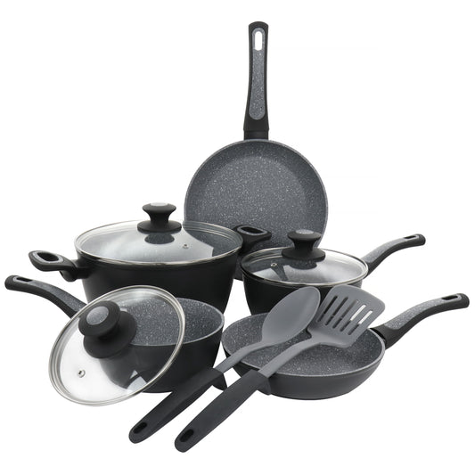 Oster Oster 10 Piece Non-Stick Aluminum Cookware Set in Black and Grey Speckle
