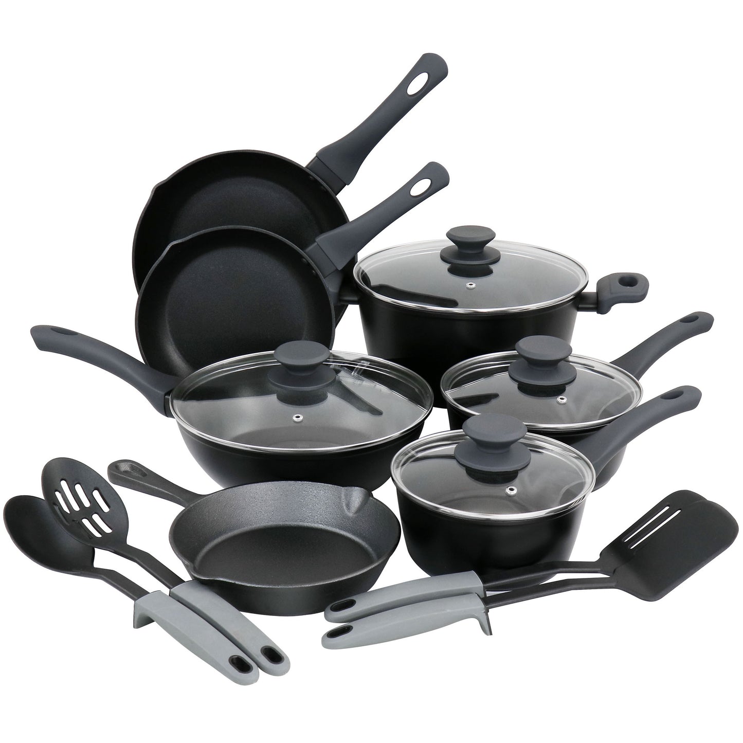 Gibson Elite Gibson Elite Soho Lounge 15 Piece Non Stick Cookware Combo Set in Black