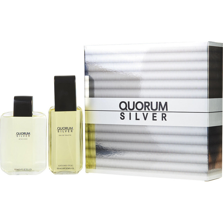 QUORUM SILVER by Antonio Puig (MEN) - EDT SPRAY 3.4 OZ & AFTERSHAVE 3.4 OZ