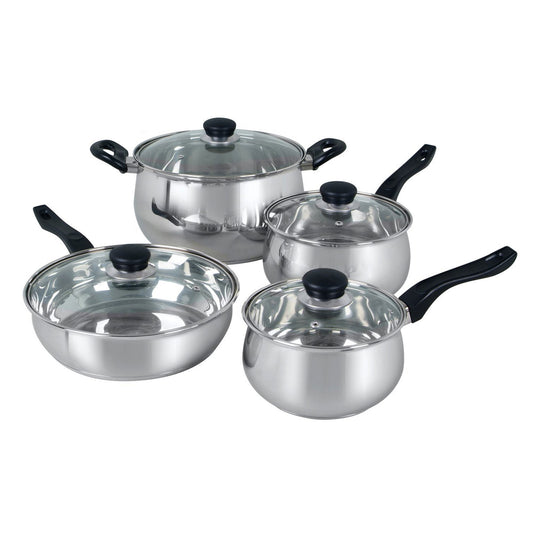 OSTER Oster Rametto 8 Piece Stainless Steel Kitchen Cookware Set with Glass Lids