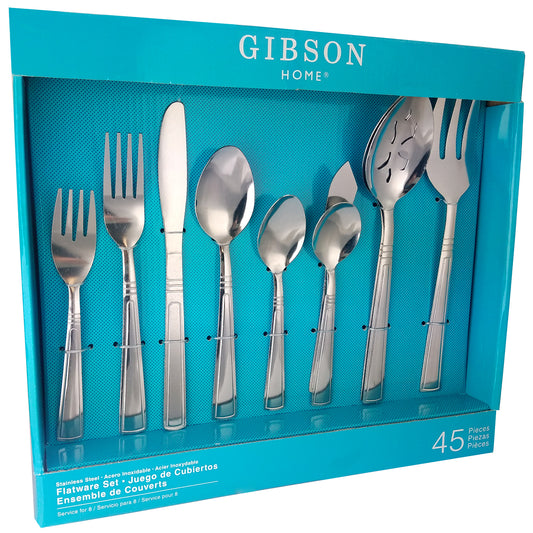 GIBSON HOME Gibson Home Astonshire 45 Piece Stainless Steel Tumble Finish Flatware Set