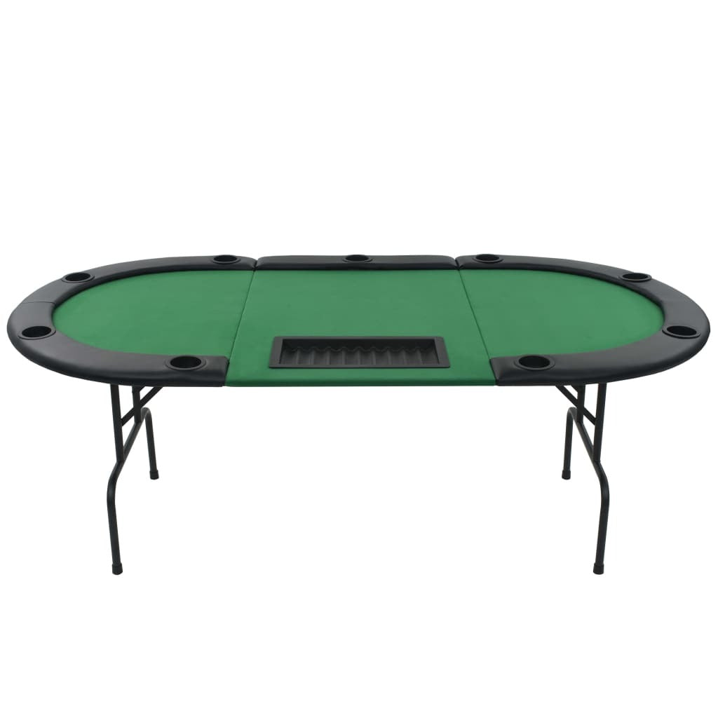 vidaXL 9-Player Folding Poker Table 3 Fold Oval Green