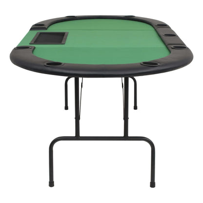 vidaXL 9-Player Folding Poker Table 3 Fold Oval Green