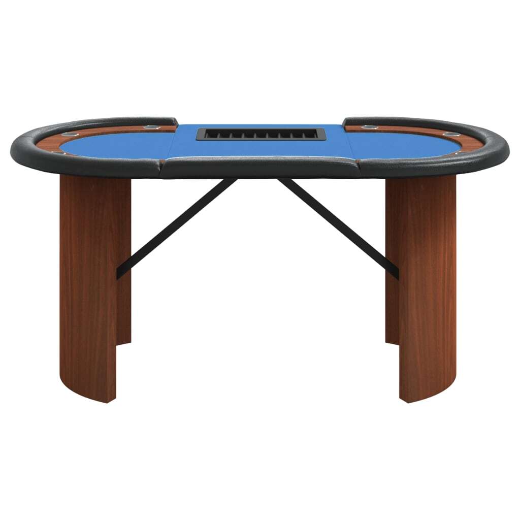 vidaXL 10-Player Poker Table with Chip Tray Blue 63"x31.5"x29.5"