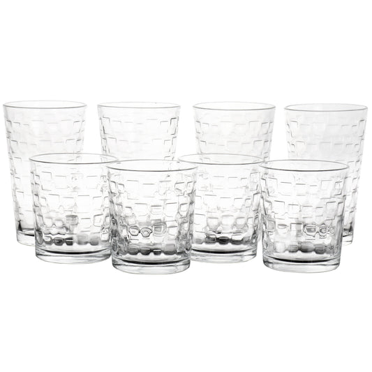 Gibson Home Gibson Home Canton 16 Piece Embossed Square Glassware Tumbler Set