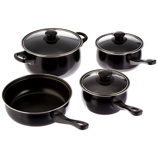 GIBSON HOME Gibson Home Chef Du Jour 7 Piece Carbon Steel Nonstick Cookware Set in Black