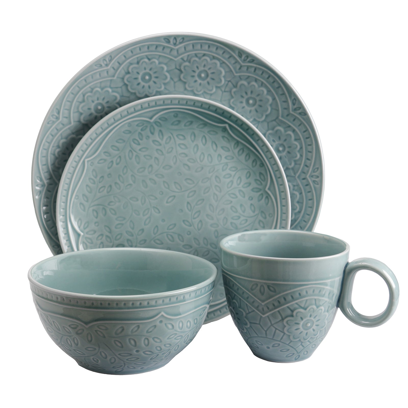 GIBSON ELITE Gibson Elite Alemany 16-Piece Dinnerware Set, Aqua