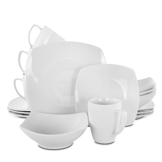 GIBSON Zen Buffetware 16 piece Square Dinnerware Set