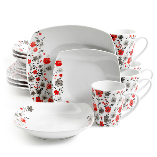 Gibson Home Gibson Home Rosetta Floral 16 Piece Fine Ceramic Dinnerware Set in White Floral