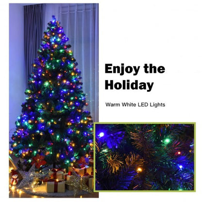 7.5 Feet Pre-Lit Artificial Spruce Christmas Tree with 550 Multicolor Lights for Festival