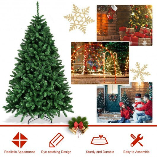 6 Feet Hinged Artificial Christmas Tree with Solid Metal Stand