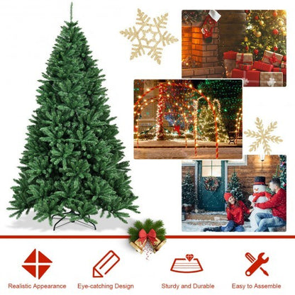 7.5 Feet Artificial Christmas Tree with Folding Metal Stand