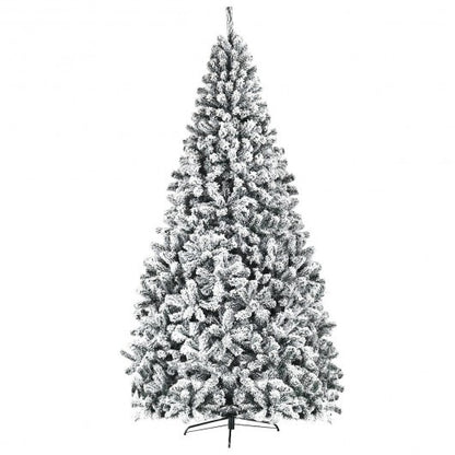 9 Feet Artificial Christmas Tree with Premium Snow Flocked Hinged