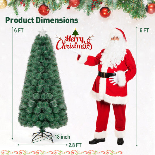 5/6/7 FT Pre-Lit Fiber Optic Christmas Tree with 148/185/226 Multi-Color LED Lights and Top Star Light-7 ft