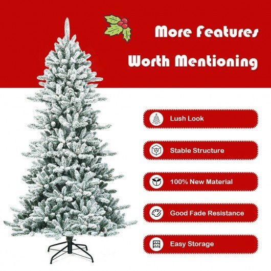 7 Feet Snow Flocked Slim Artificial Christmas Fir Tree