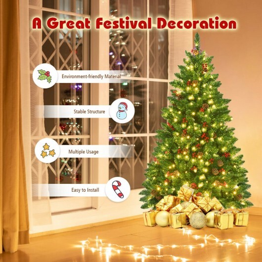 4.5 Feet Pre-lit Hinged Christmas Tree with 300 LED Lights