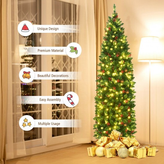 6.5 Feet Pre-lit Hinged Pencil Christmas Tree