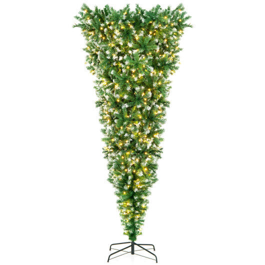 7.5 Feet Pre-Lit Snowy Upside Down Christmas Tree 1100 Tips