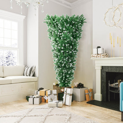 7.5 Feet Pre-Lit Snowy Upside Down Christmas Tree 1100 Tips