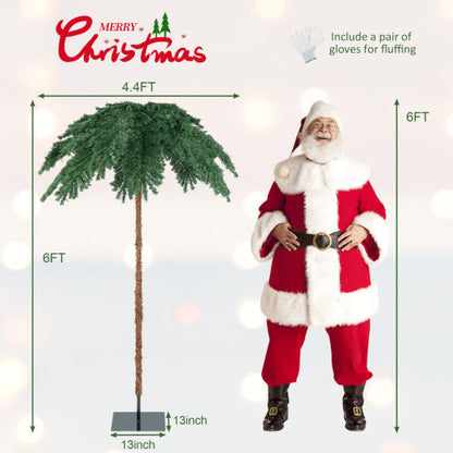 6 Feet Pre-Lit Xmas Palm Artificial Tree with 250 Warm-White LED Lights