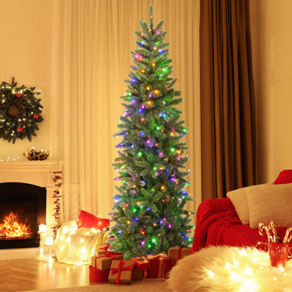 7.5 Feet Pre-lit Full Artificial Christmas Tree with Warm White and Multi-color LED Lights