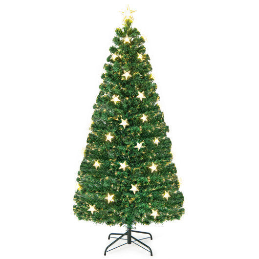 Prelit Fiber Optic Christmas Tree with Warm White Lights-7 ft