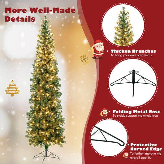 7 Feet Prelit Half-Shape Christmas Tree with 150 Lights