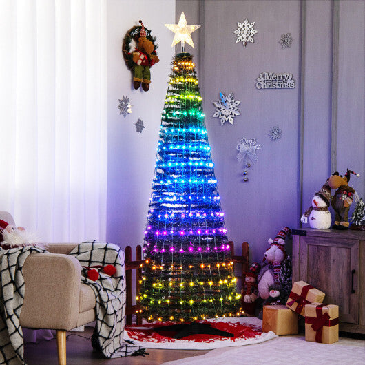 6.2 Feet Pop-up Lighted Christmas Tree with 282 RGB LED Lights-Green