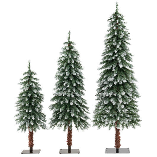 Pre-Lit Christmas Tree Set of 3 - Snowy and Slim