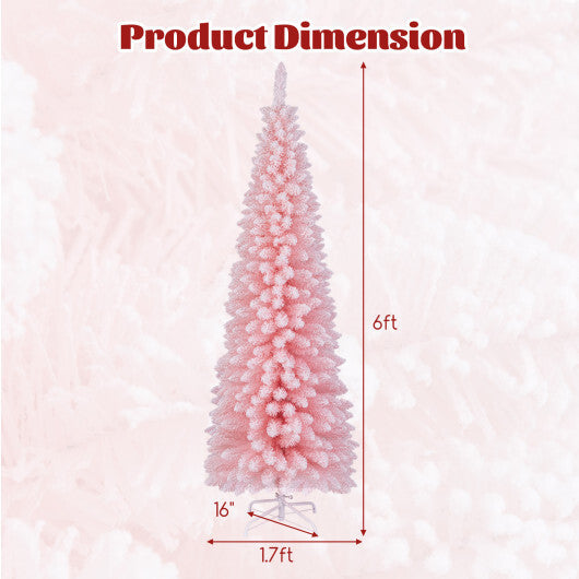 6 FT Artificial Pink Christmas Tree with 460 Branch Tips for Holiday