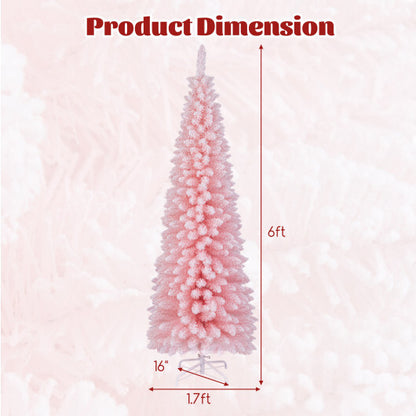 6 FT Artificial Pink Christmas Tree with 460 Branch Tips for Holiday