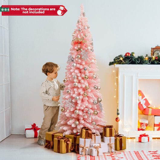 6 FT Artificial Pink Christmas Tree with 460 Branch Tips for Holiday