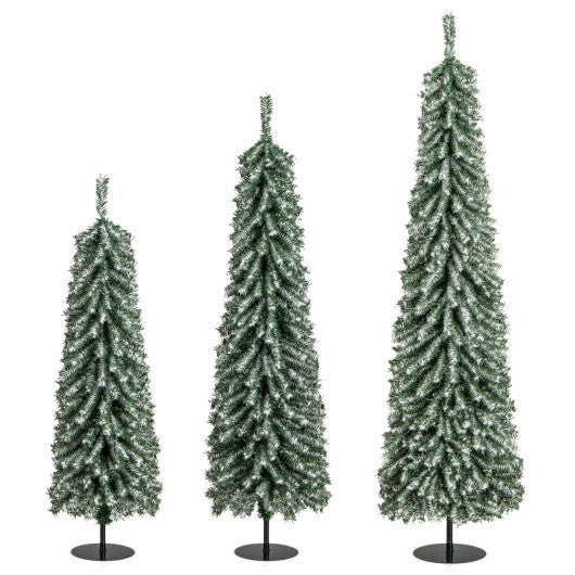 4/5/6 Feet Artificial Christmas Tree Set of 3 with Realistic Accumulated Snow