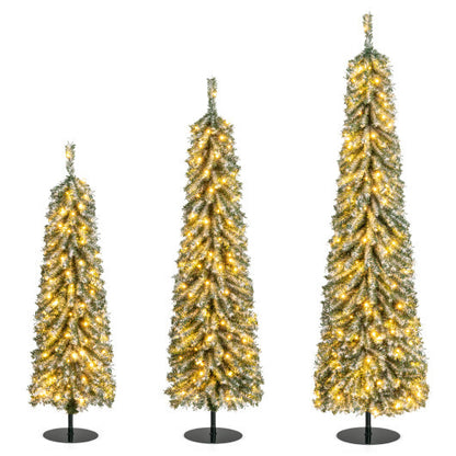 4/5/6 Feet Artificial Christmas Tree Set of 3 with Realistic Accumulated Snow