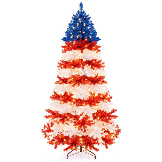 7.5 Feet Artificial Christmas Tree with Warm White LED Lights