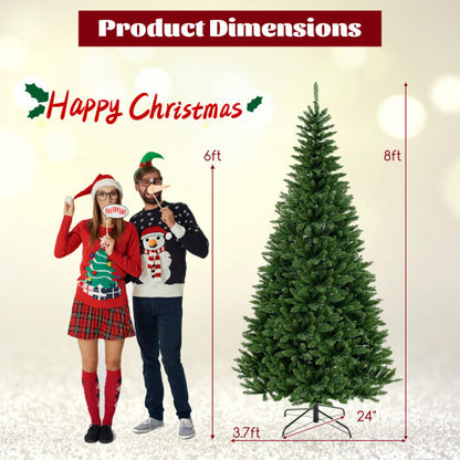 8 FT Corner Artificial Christmas Tree with 1137 Branch Tips and 360 Warm White LED Lights