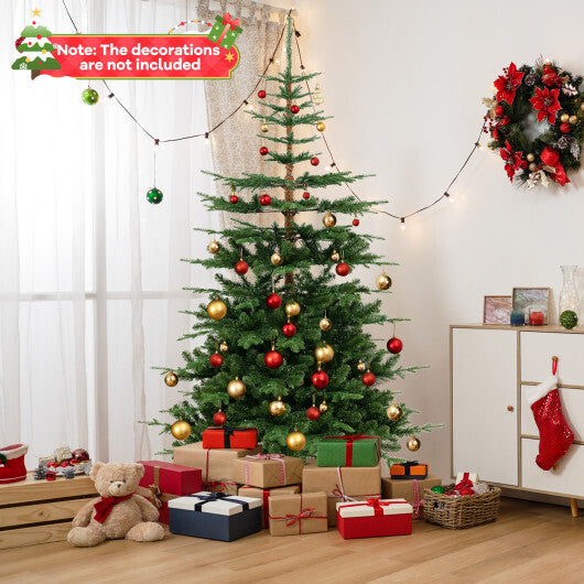 7 Feet Hinged Artificial Pre-lit Christmas Tree with 1303 Branch Tips