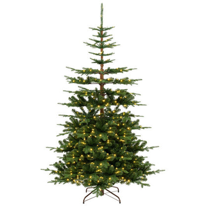 7 Feet Hinged Artificial Pre-lit Christmas Tree with 1303 Branch Tips