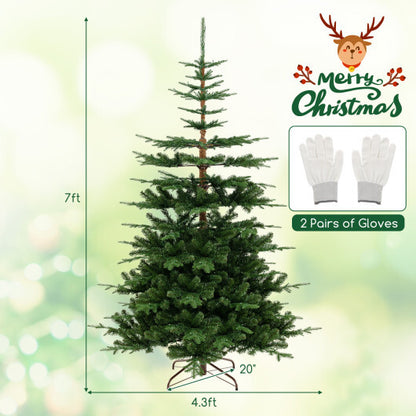 7 Feet Hinged Artificial Pre-lit Christmas Tree with 1303 Branch Tips