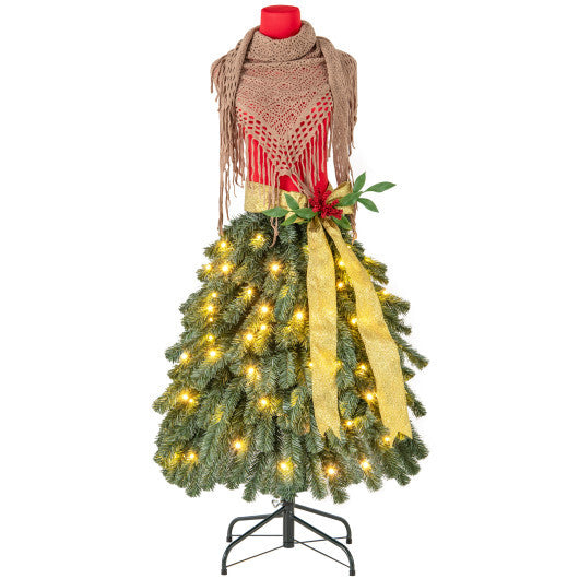 5 FT Pre-lit Mannequin Artificial Christmas Tree Dress Form Xmas Tree