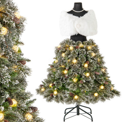 5 FT Pre-lit Mannequin Artificial Christmas Tree Hinged Dress Form Xmas Tree with 465 Branch Tips